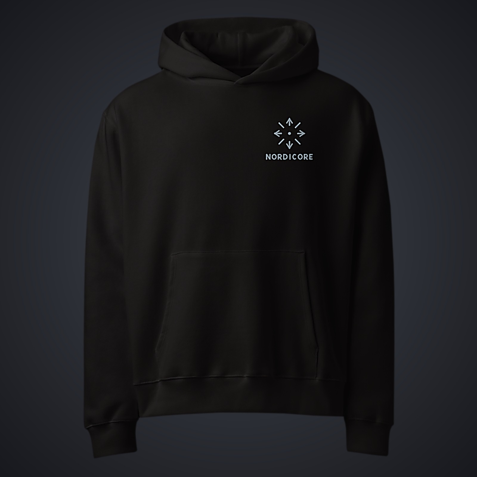 Nordicore Signet Oversized Hoodie — Black